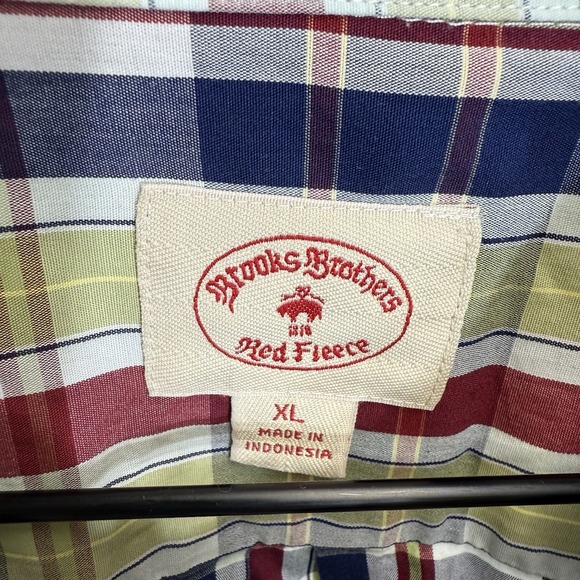 Brooks Brothers Men's XL Red Fleece LS Button Down Plaid 100% Cotton Casual - Picture 6 of 8